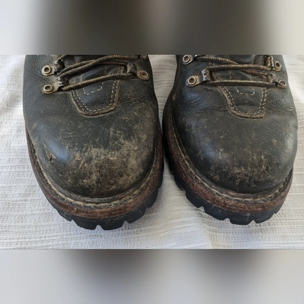 Vintage Herman Survivor Mans Dark Green Leather Combat Boot Size 8